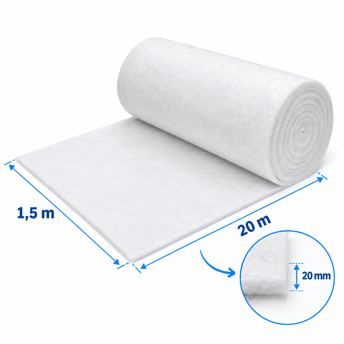 ROLLO COMPLETO MANTA FILTRANTE G4 20 M X 1,5 M X 20 MM2