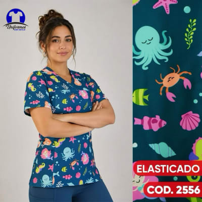 DELANTAL ESTAMPADO ELASTICADO 2556