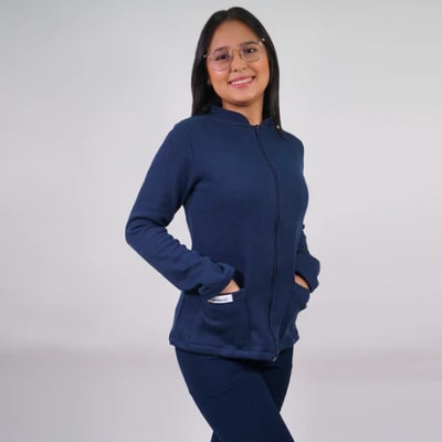 POLERON MUJER TEXTURADO AZUL MARINO