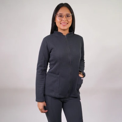 POLERON MUJER TEXTURADO GRIS