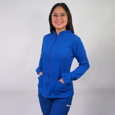 POLERON MUJER TEXTURADO AZUL REY