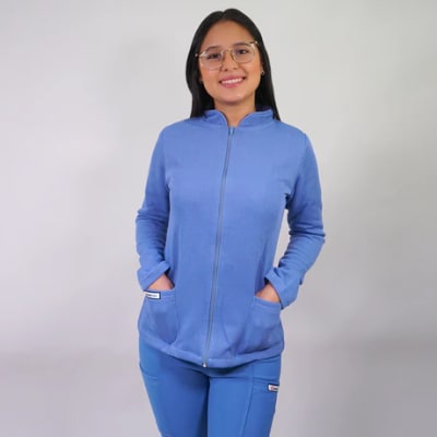 POLERON MUJER TEXTURADO CELESTE
