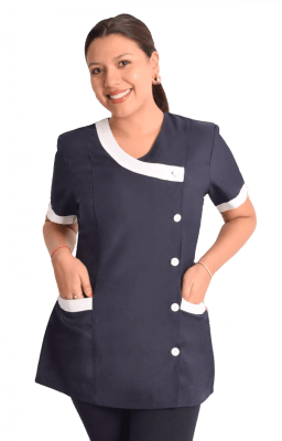 DELANTAL BASICO CON BOTONES AZUL MARINO