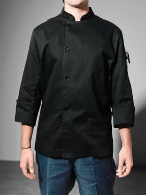 CHAQUETA COCINA BASIC GABARDINA NEGRA
