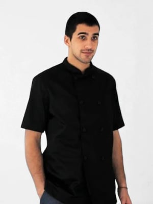 CHAQUETA COCINERO NEGRA POPLIN MANGA CORTA
