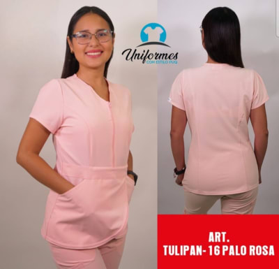 DELANTAL TULIPAN ANTIFLUIDOS PALO ROSA