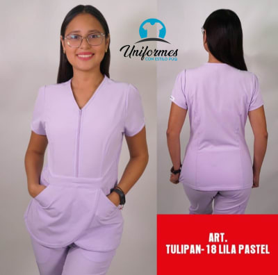DELANTAL TULIPAN ANTIFLUIDOS LILA PASTEL