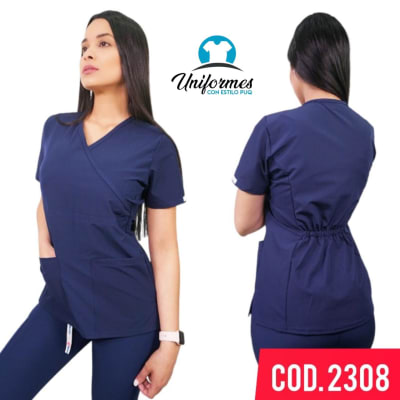 DELANTAL MUJER ANTIFLUIDOS AZUL MARINO