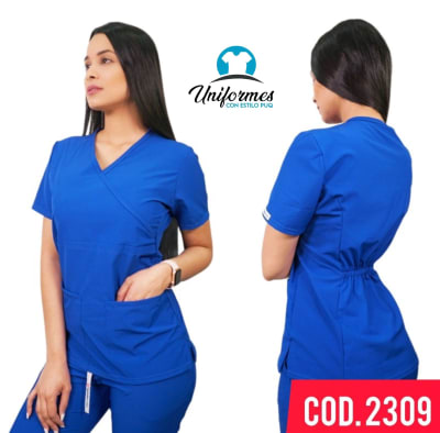 DELANTAL MUJER  ANTIFLUIDOS AZUL REY