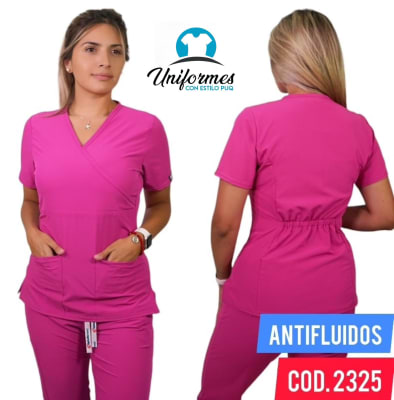 DELANTAL MUJER ANTIFLUIDOS FUCSIA