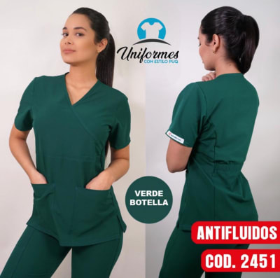 DELANTAL MUJER ANTIFLUIDOS VERDE BOTELLA