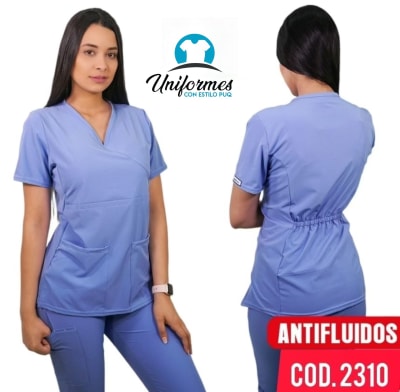 DELANTAL MUJER  ANTIFLUIDOS CELESTE