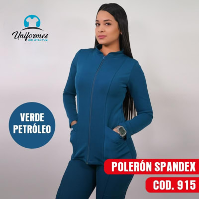 POLERON MUJER SPANDEX VERDE PETROLEO