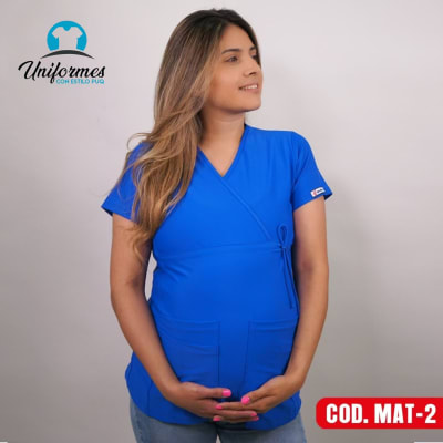 DELANTAL MATERNAL ELASTICADO AZUL REY