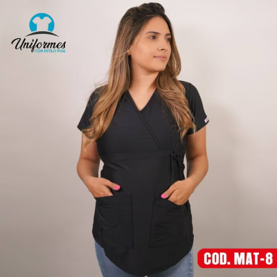 DELANTAL MATERNAL ELASTICADO NEGRO