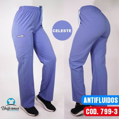 PANTALON UNISEX ANTIFLUIDO RECTO CELESTE