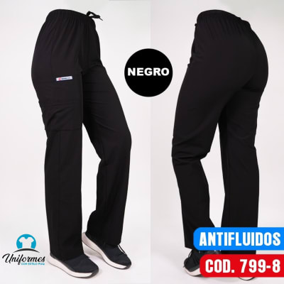 PANTALON UNISEX ANTIFLUIDO RECTO NEGRO