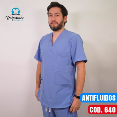 DELANTAL HOMBRE ANTIFLUIDOS CELESTE