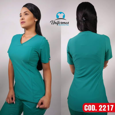 DELANTAL MUJER ELASTICADO VERDE TURQUESA