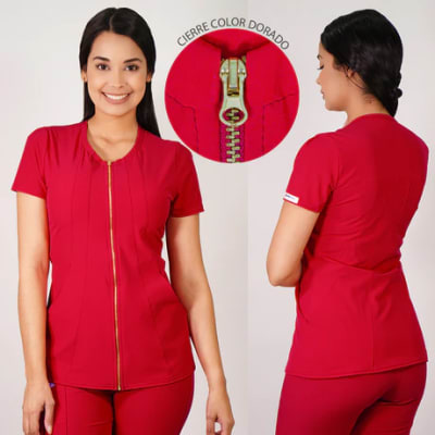 DELANTAL LIRIO ANTIFLUIDOS ROJO