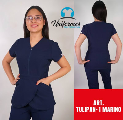 DELANTAL TULIPAN ANTIFLUIDOS AZUL MARINO
