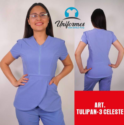 DELANTAL TULIPAN ANTIFLUIDOS CELESTE