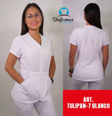 DELANTAL TULIPAN ANTIFLUIDOS BLANCO