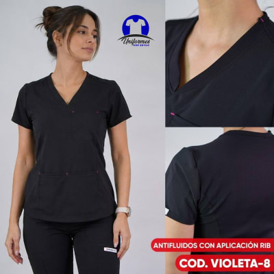 DELANTAL VIOLETA NEGRO
