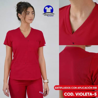 DELANTAL VIOLETA ROJO