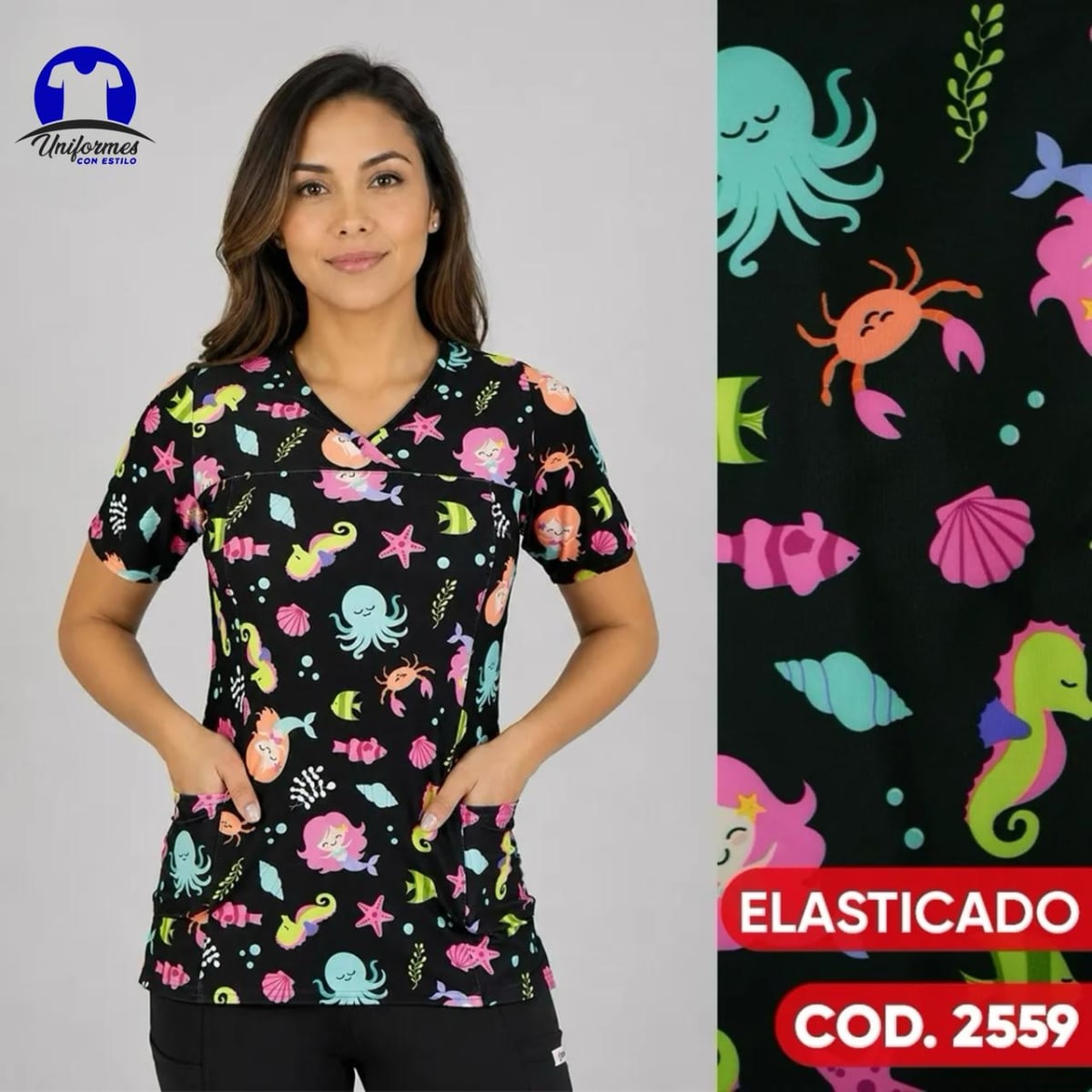 DELANTAL ESTAMPADO ELASTICADO 25591