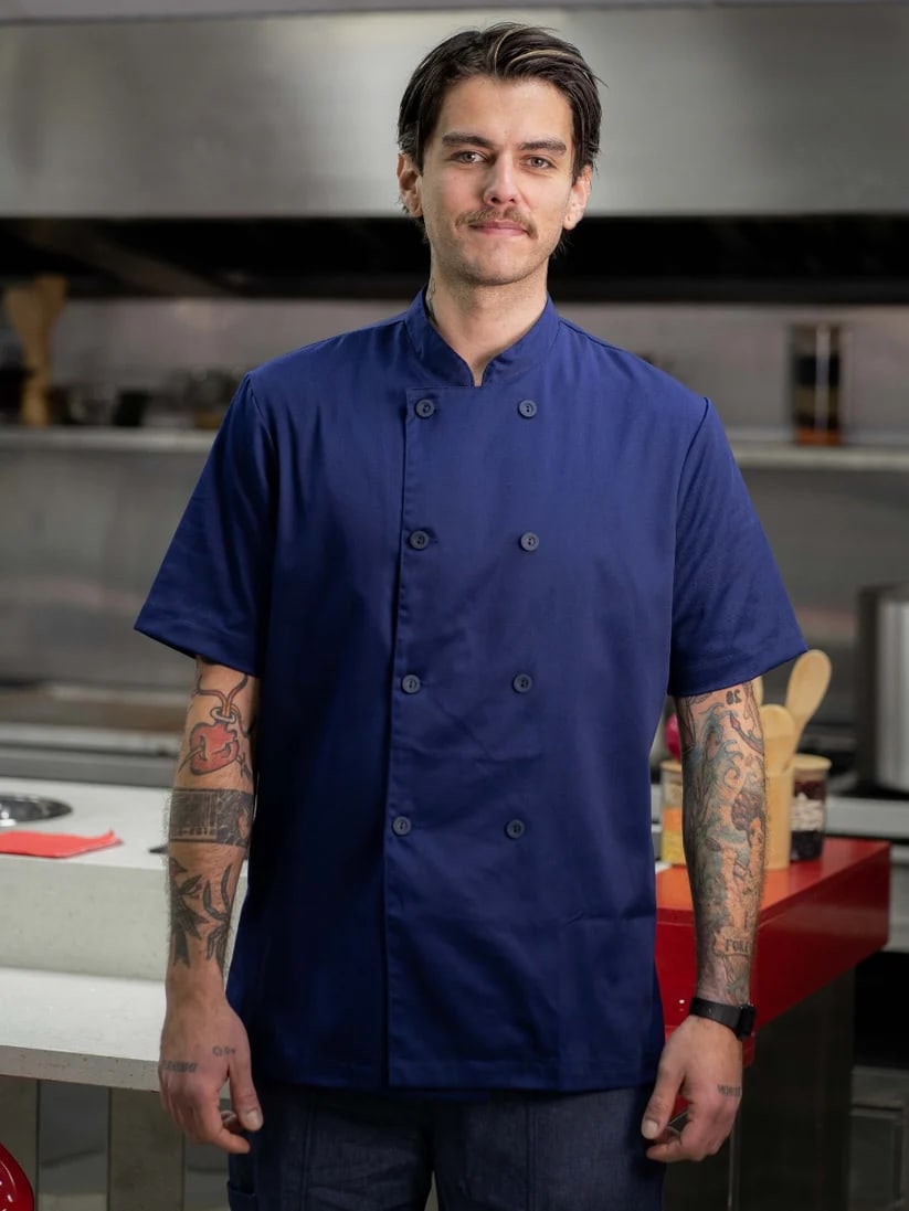 CHAQUETA COCINERO GABARDINA AZUL1