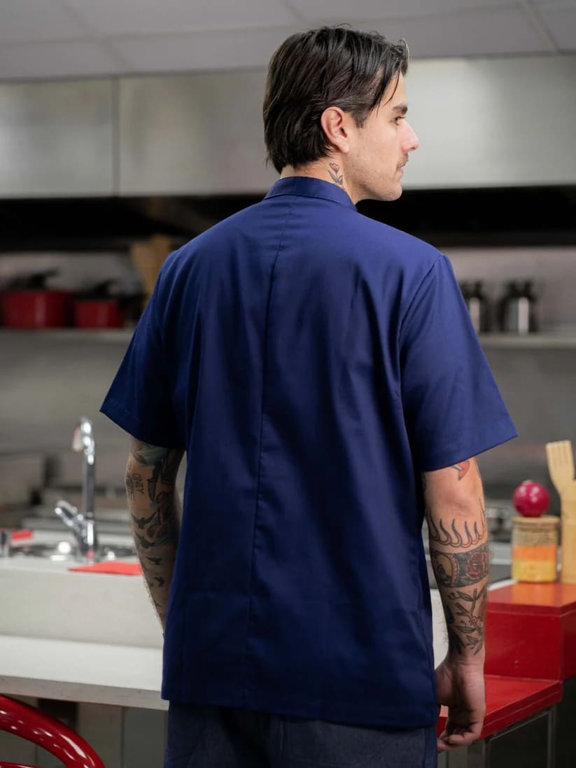 CHAQUETA COCINERO GABARDINA AZUL2
