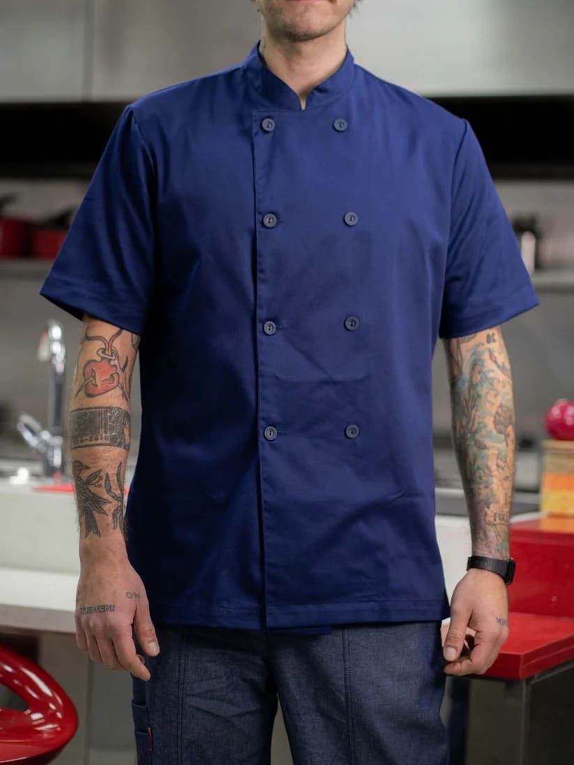 CHAQUETA COCINERO GABARDINA AZUL3