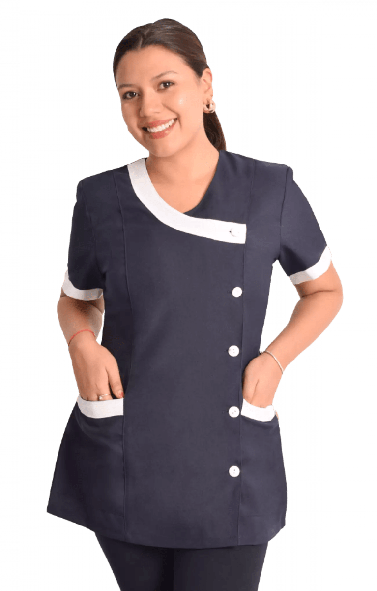 DELANTAL BASICO CON BOTONES AZUL MARINO1