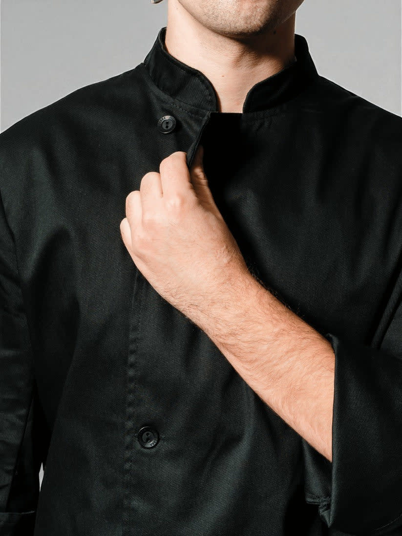CHAQUETA COCINA BASIC GABARDINA NEGRA2