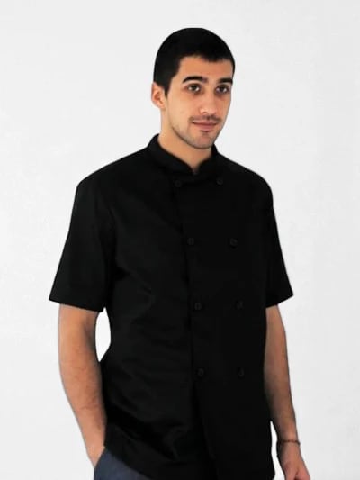 CHAQUETA COCINERO NEGRA POPLIN MANGA CORTA1