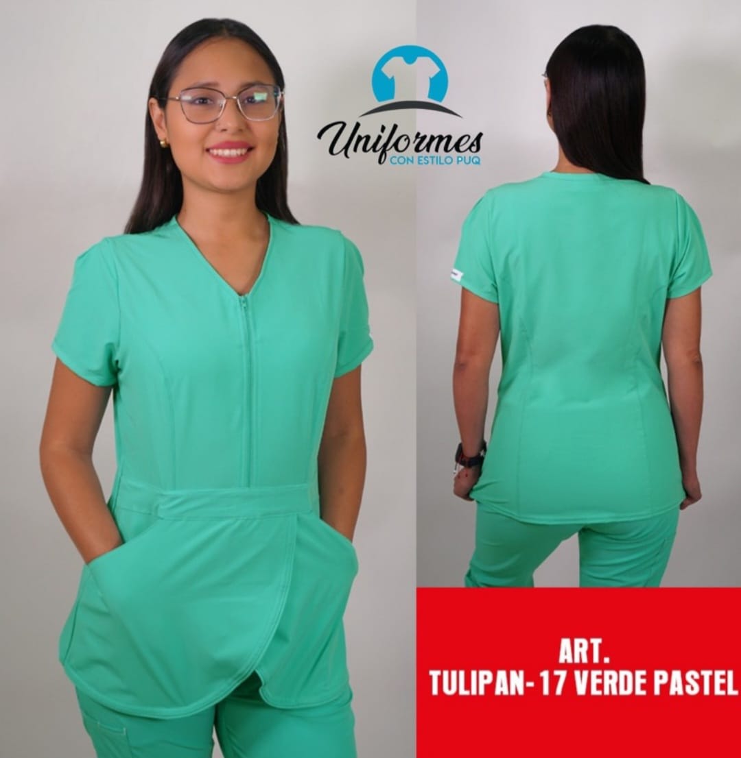 DELANTAL TULIPAN ANTIFLUIDOS VERDE PASTEL1