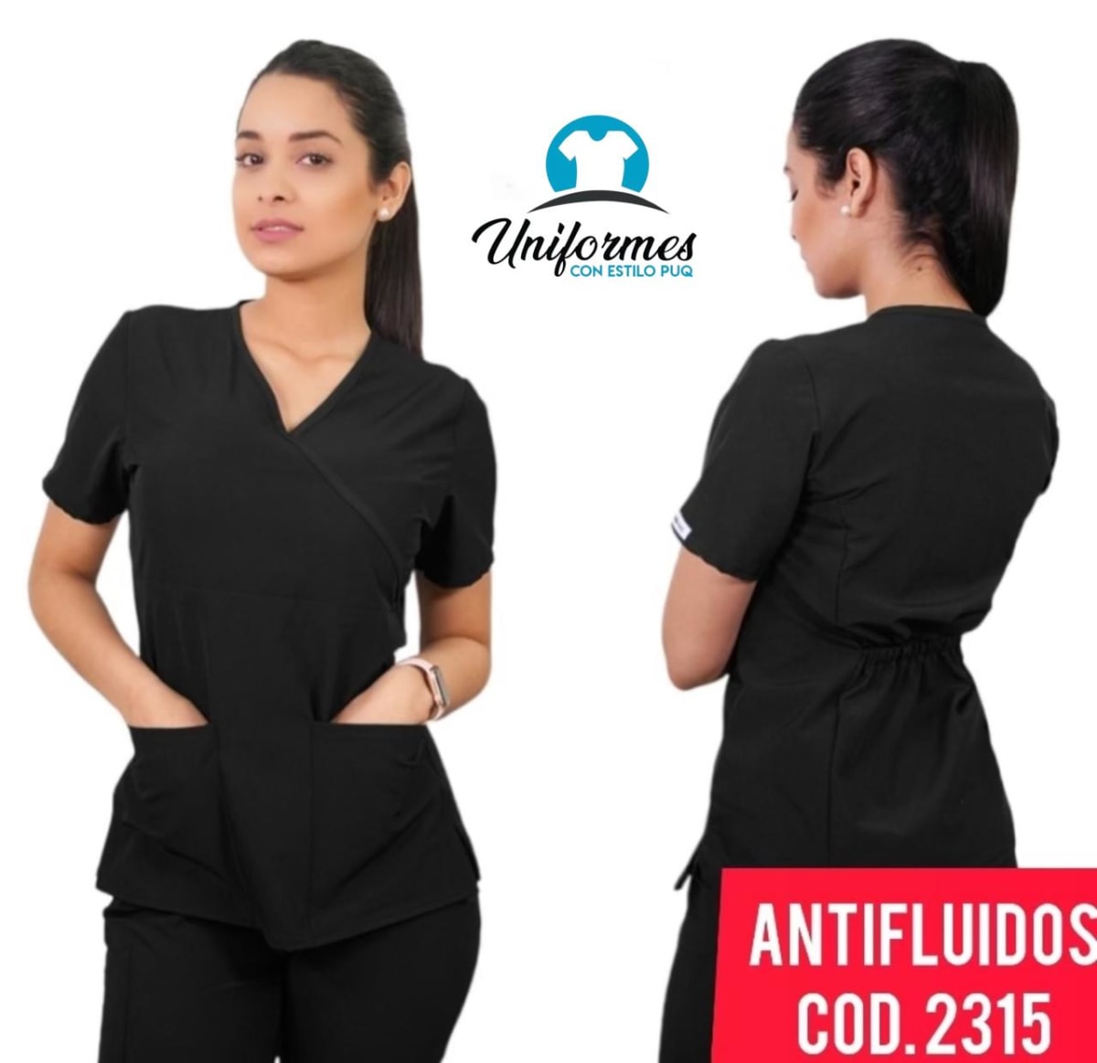 DELANTAL MUJER  ANTIFLUIDOS NEGRO1