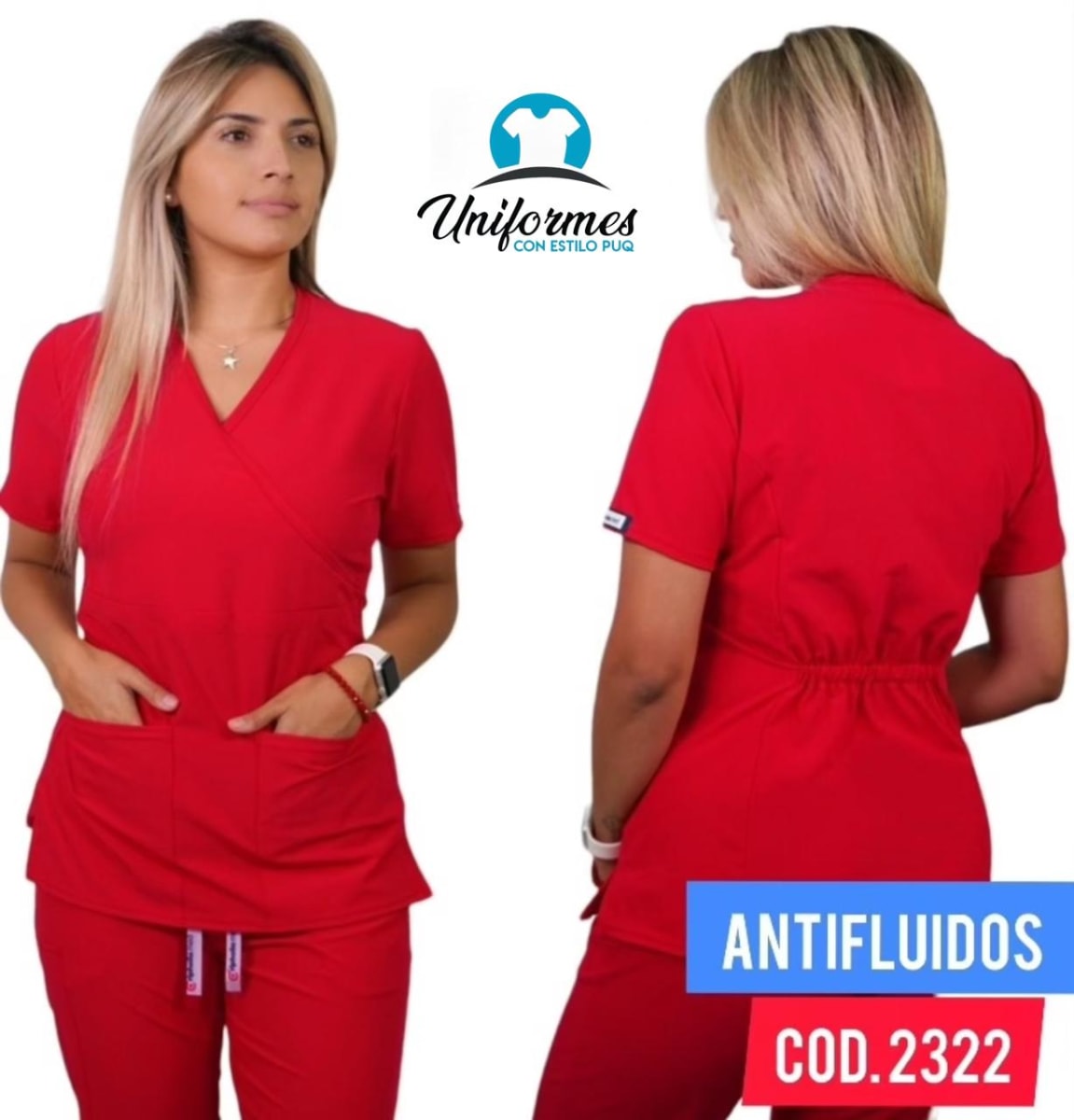 DELANTAL MUJER  ANTIFLUIDOS  ROJO1