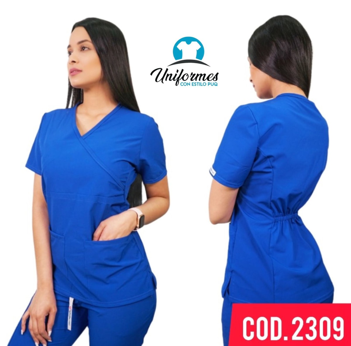 DELANTAL MUJER  ANTIFLUIDOS AZUL REY1