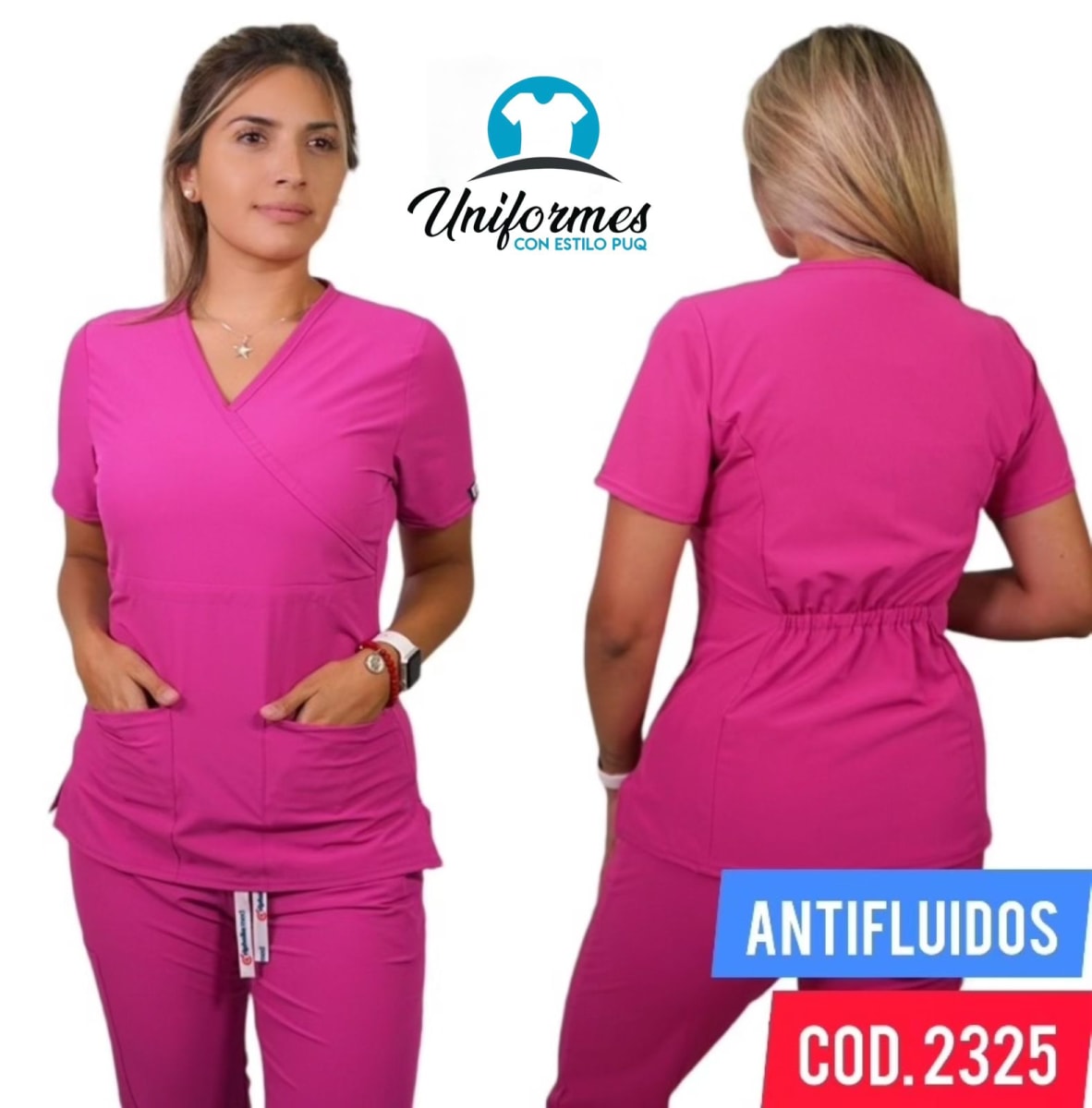 DELANTAL MUJER ANTIFLUIDOS FUCSIA1