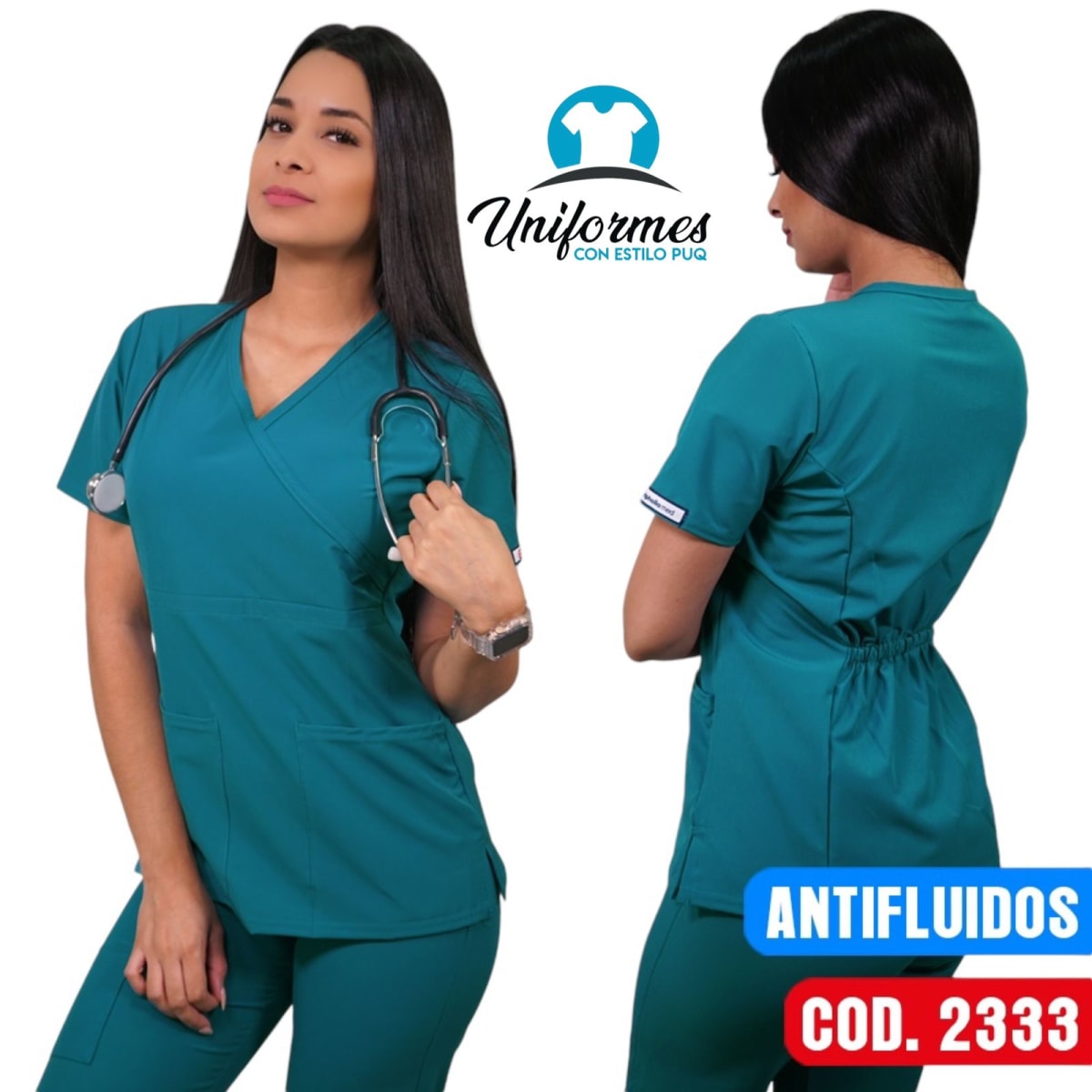 DELANTAL MUJER ANTIFLUIDOS VERDE TURQUESA1
