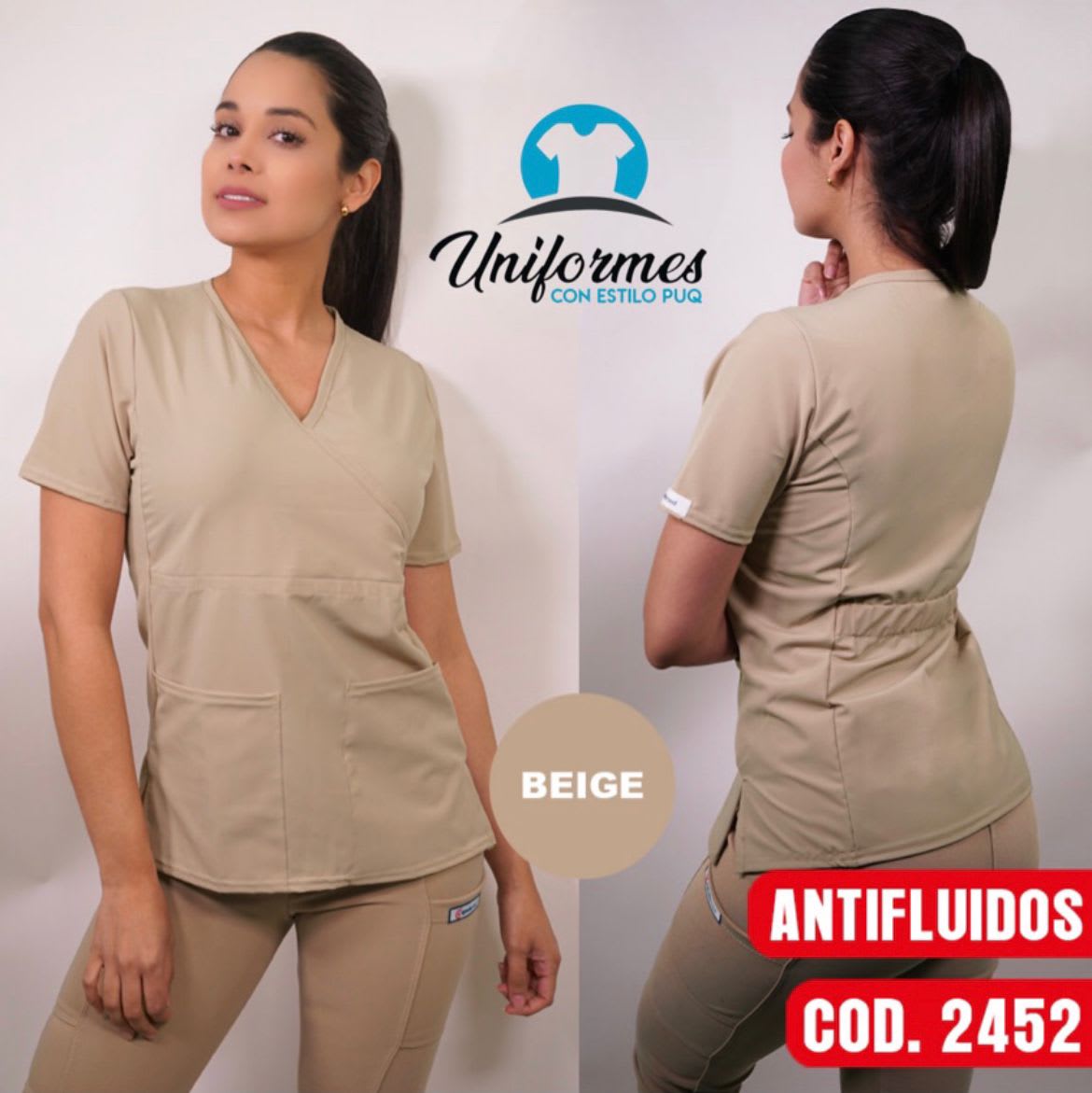 DELANTAL MUJER ANTIFLUIDOS BEIGE1