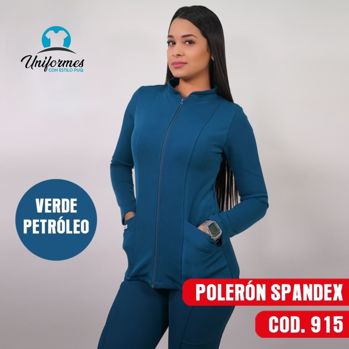 POLERON MUJER SPANDEX VERDE PETROLEO1