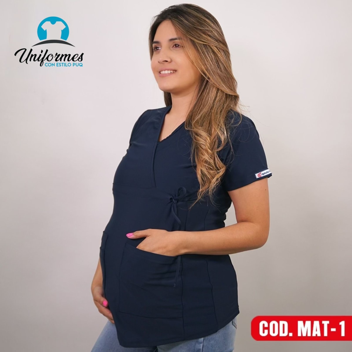 DELANTAL MATERNAL ELASTICADO AZUL MARINO1