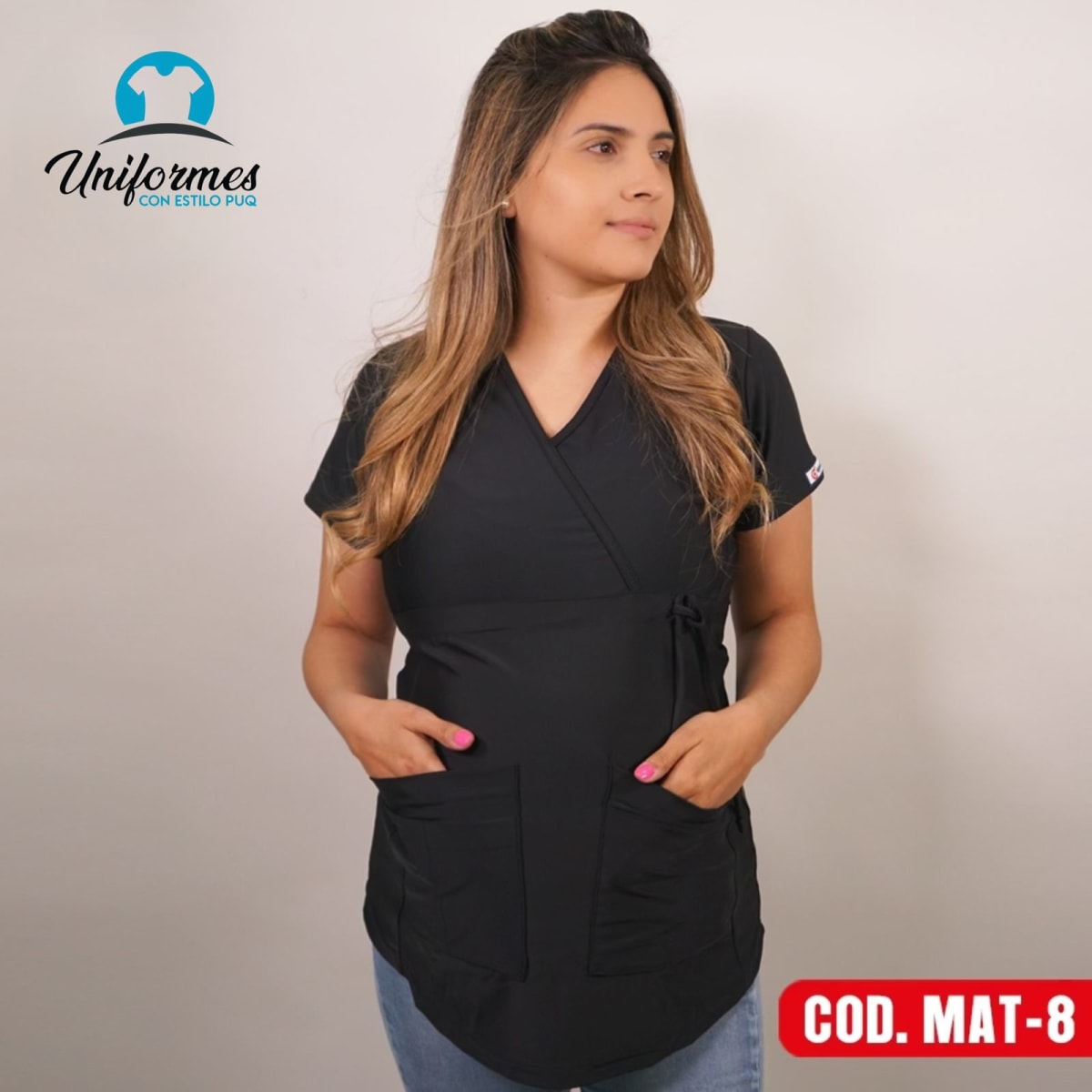 DELANTAL MATERNAL ELASTICADO NEGRO1