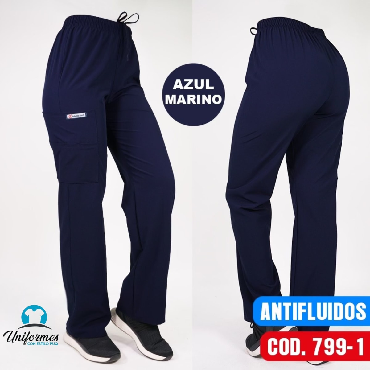 PANTALON UNISEX ANTIFLUIDO RECTO AZUL MARINO1