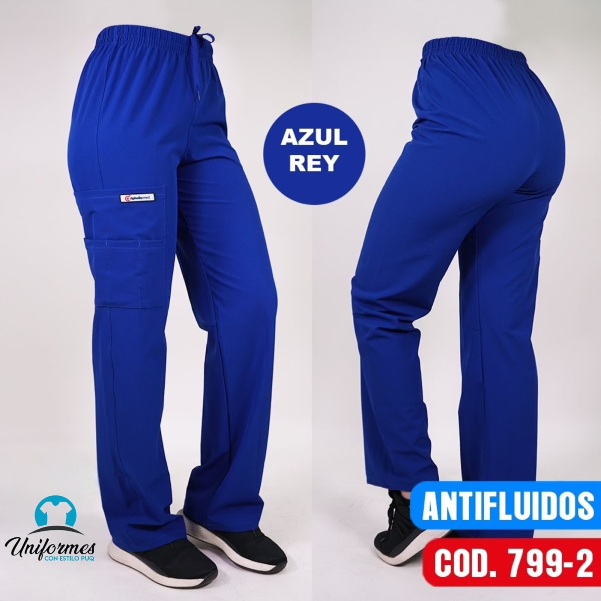 PANTALON UNISEX ANTIFLUIDO RECTO AZUL REY1