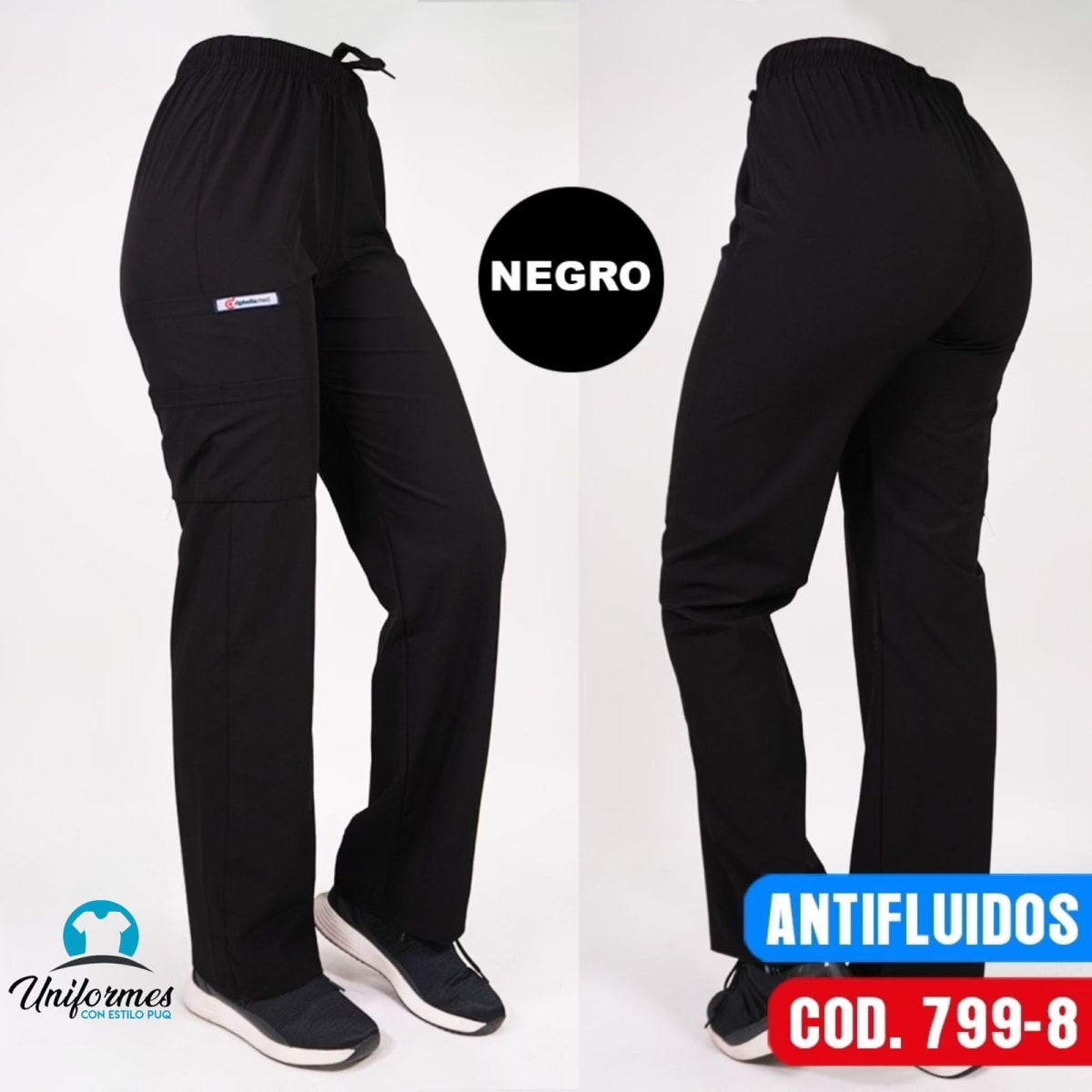 PANTALON UNISEX ANTIFLUIDO RECTO NEGRO1