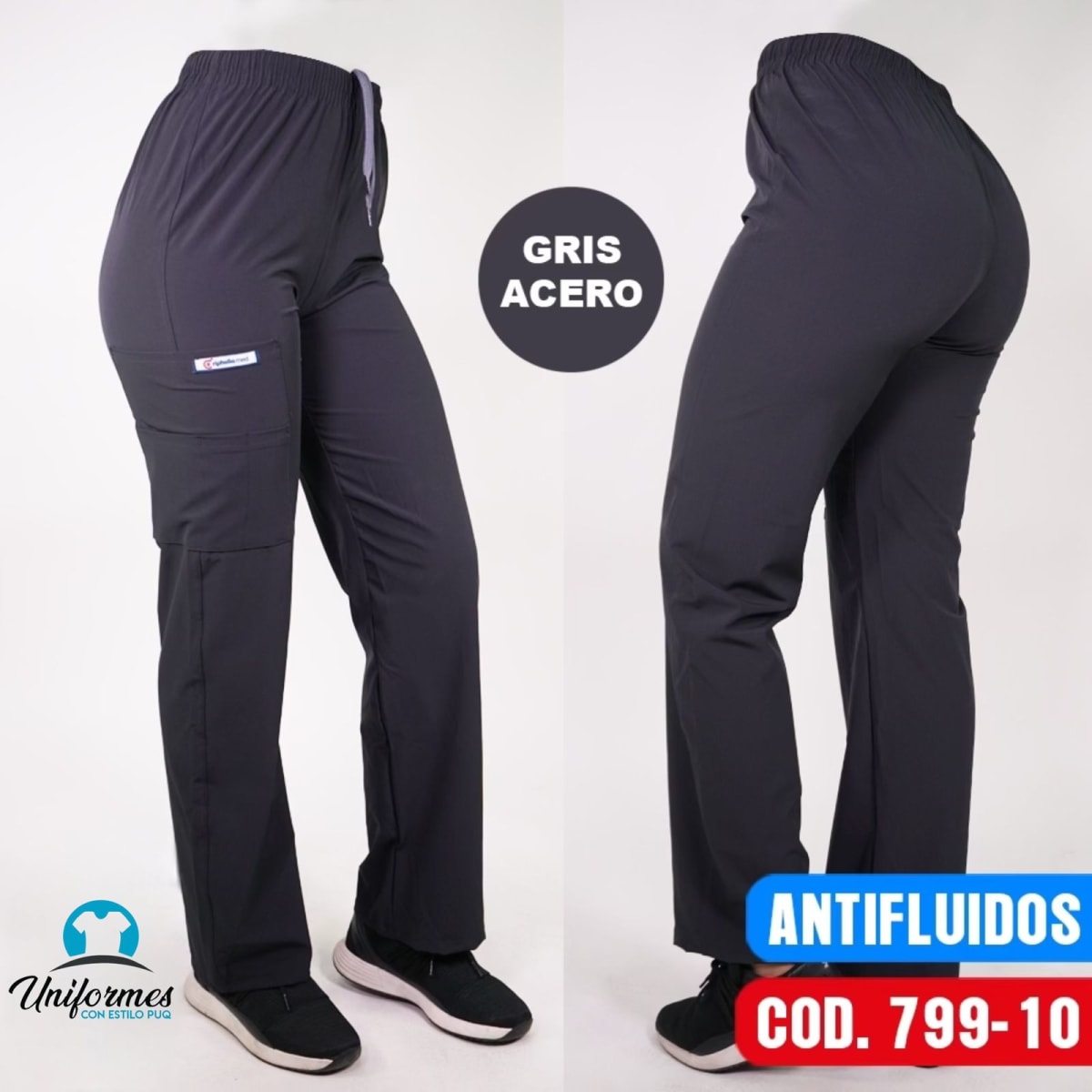 PANTALON UNISEX ANTIFLUIDO RECTO GRIS1